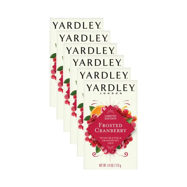 6 Pack - Yardley London Limited Edition Frosted Cranberry Moisturizing Bath Bar 4oz Yardley